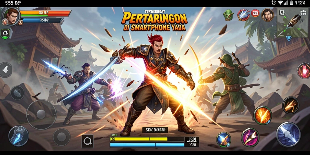 Tampilan gameplay seru dari 55RP saat pertarungan sengit.