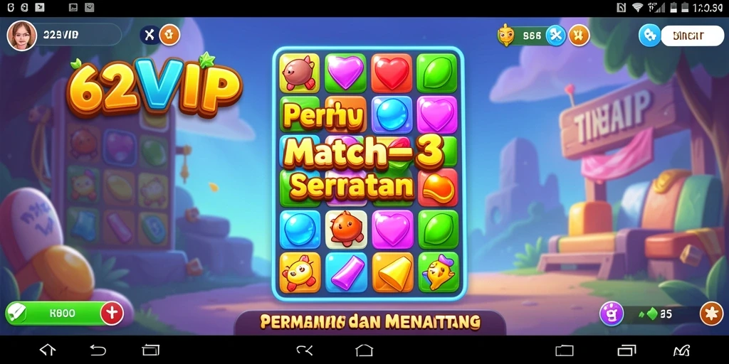 Tampilan gameplay <strong>62VIP</strong> dengan kombinasi warna cerah.