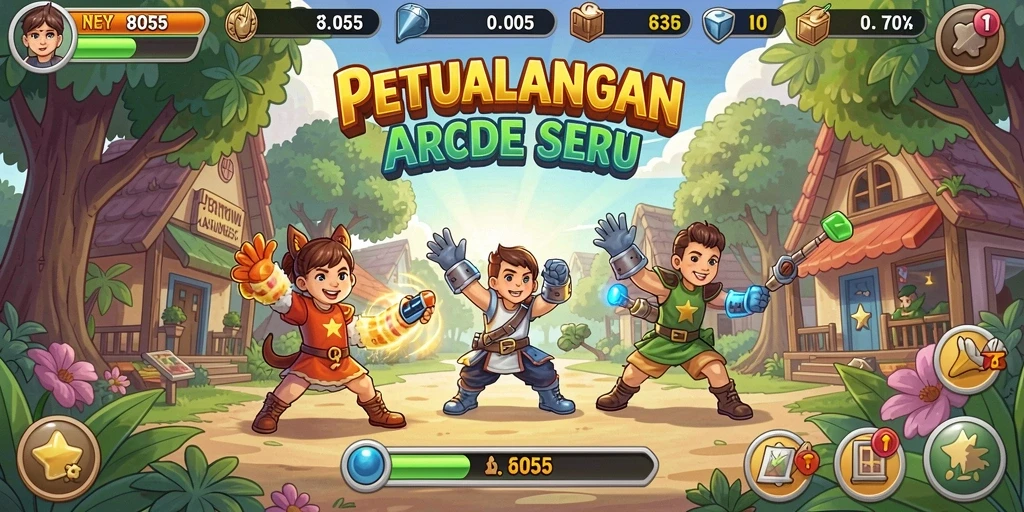Tangkapan layar gameplay seru dari 8055 yang menampilkan aksi arcade.