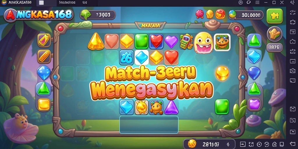 Tampilan gameplay menarik dari ANGKASA168 dengan kombinasi batu permata berwarna.