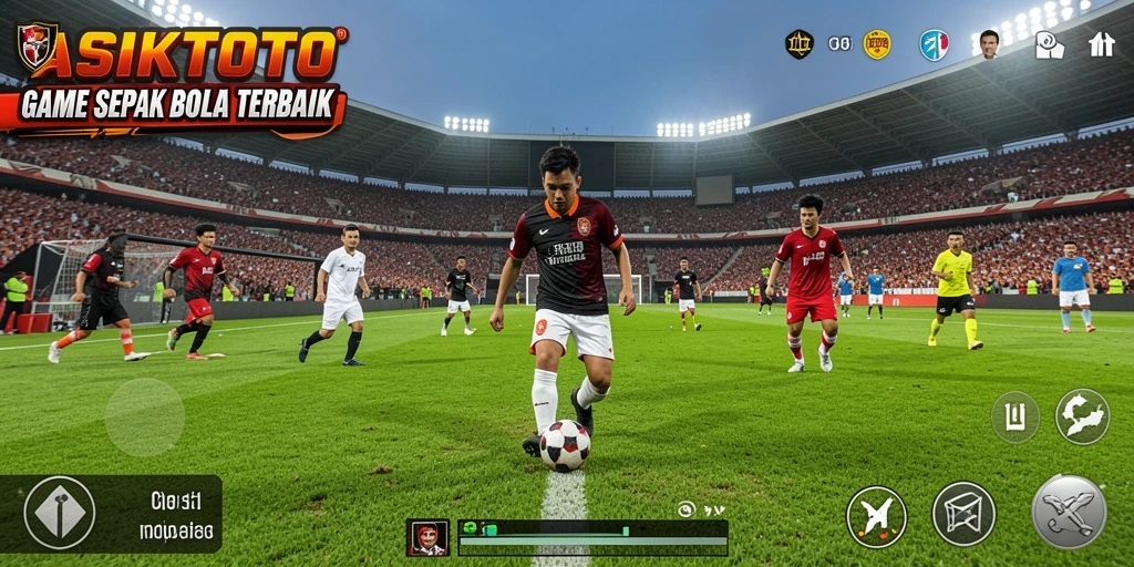 Screenshot gameplay ASIKTOTO dengan aksi sepak bola yang seru.