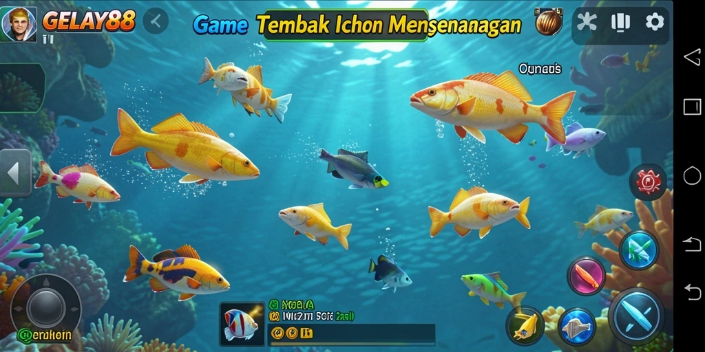 Screenshot gameplay GELAY88 menampilkan aksi seru menembak ikan.