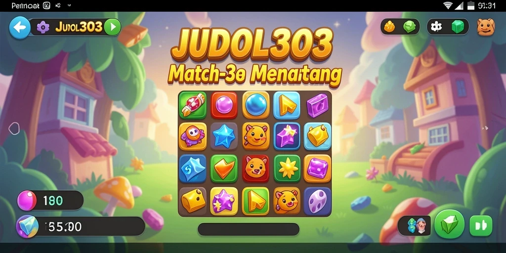 Screenshot permainan JUDOL303 menampilkan momen seru dalam mencocokkan item.