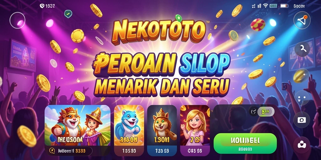 Screenshot gameplay NEKOTOTO menampilkan gulungan slot yang penuh warna.