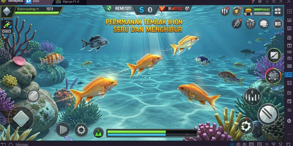 Tampilan gameplay Tembak Ikan yang seru dan menarik.