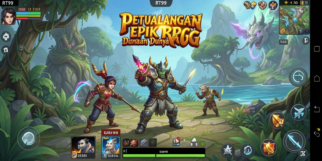 Screenshot RT99 menampilkan aksi seru dalam permainan RPG.