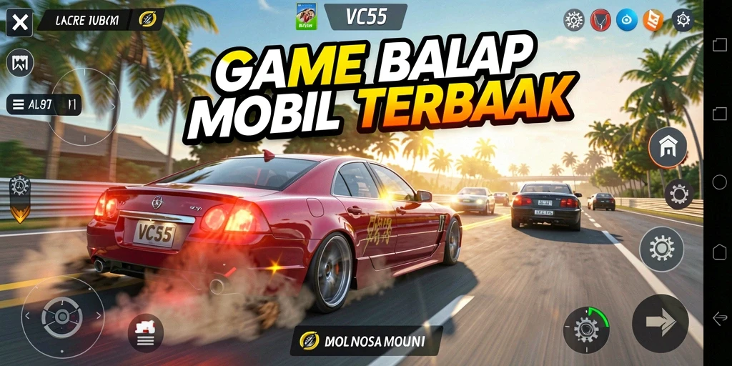 Screenshot menunjukkan momen seru balapan dalam VC55.
